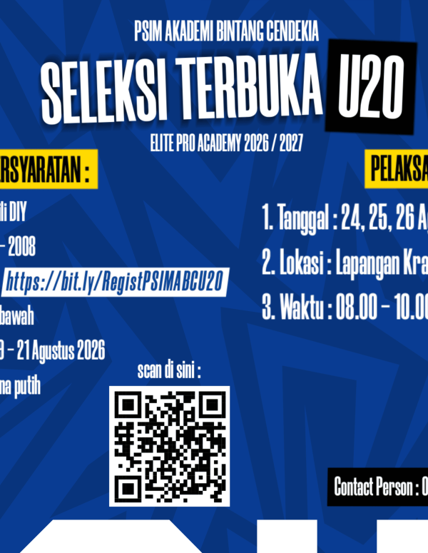 PSIM Jogja resmi membuka penjaringan bakat muda lewat seleksi Elite Pro Academy (EPA) U-20 untuk menyongsong musim kompetisi 2026/27.